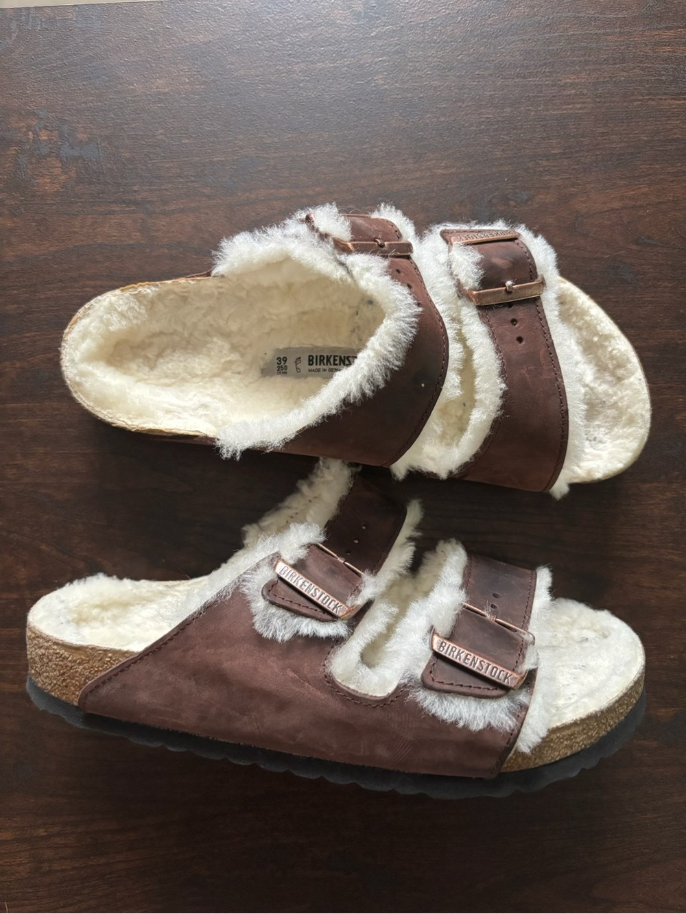 Birkenstock Brown Shearling Arizona Sandals